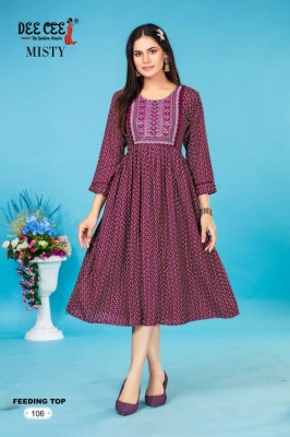 Deecee by Misty reyon printed flared embroidered kurti catalogue at wholesale price  kurtis catalogs