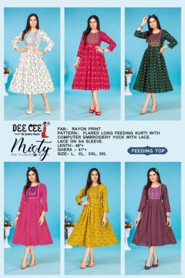 Deecee by Misty reyon printed flared embroidered kurti catalogue at wholesale price  kurtis catalogs