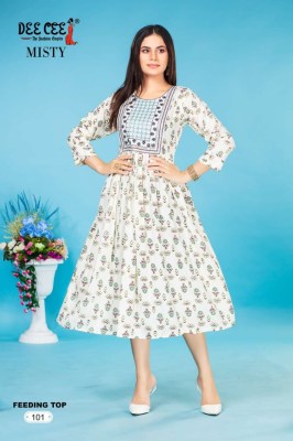 Deecee by Misty reyon printed flared embroidered kurti catalogue at wholesale price  kurtis catalogs