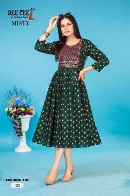 Deecee by Misty reyon printed flared embroidered kurti catalogue at wholesale price  kurtis catalogs