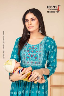 Deecee by Nimisha flared long feeding embroidered kurti catalogue at affordable rate kurtis catalogs