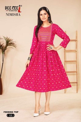 Deecee by Nimisha flared long feeding embroidered kurti catalogue at affordable rate kurtis catalogs