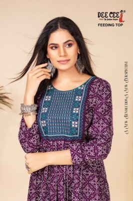 Deecee by Nimisha flared long feeding embroidered kurti catalogue at affordable rate kurtis catalogs