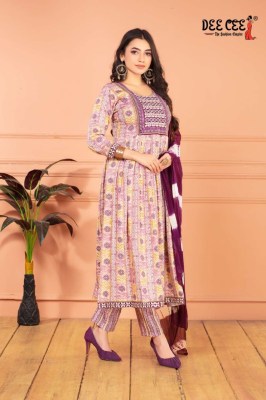 Deecee by Shagun capsule print flared long kurti pant and dupatta catalogue at affordable rate readymade suit catalogs