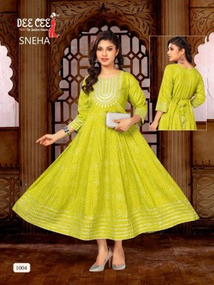 Deecee by Sneha reyon plain printed flared long kurti catalogue at wholesale price kurtis catalogs