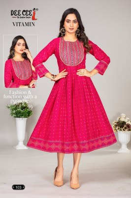 Deecee by Vitamin flared long screen printed kurti catalogue at affordable rate kurtis catalogs