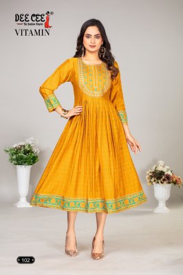 Deecee by Vitamin flared long screen printed kurti catalogue at affordable rate kurtis catalogs