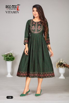 Deecee by Vitamin flared long screen printed kurti catalogue at affordable rate kurtis catalogs