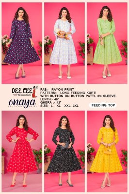 Deecee by onaya flared long feeding kurti button Patti catalogue at low rate  kurtis catalogs