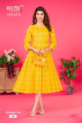 Deecee by onaya flared long feeding kurti button Patti catalogue at low rate  kurtis catalogs