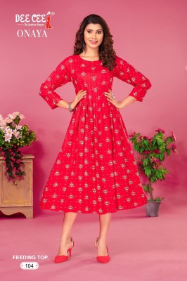 Deecee by onaya flared long feeding kurti button Patti catalogue at low rate  kurtis catalogs