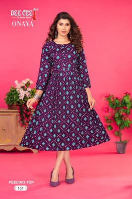 Deecee by onaya flared long feeding kurti button Patti catalogue at low rate  kurtis catalogs