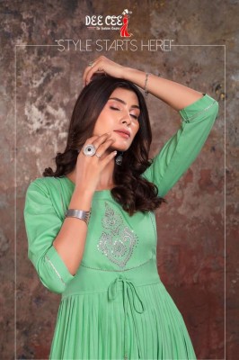 Deecee  by the fashion empire heavy reyon plain neck work kurti catalog by devisha kurtis catalogs