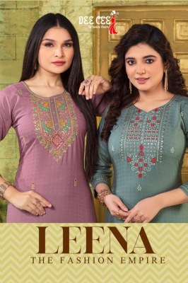 Deecee from the fashion empire by Leena heavy A line embroidered kurti catalogue at wholesale price Dee cee