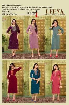 Deecee from the fashion empire by Leena heavy A line embroidered kurti catalogue at wholesale price kurtis catalogs