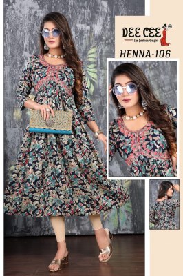 Deecee from the fashion empire by henna reyon foil print alia cut embroidered kurti catalogue at wholesale price kurtis catalogs