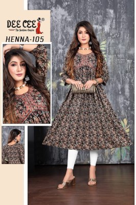 Deecee from the fashion empire by henna reyon foil print alia cut embroidered kurti catalogue at wholesale price kurtis catalogs