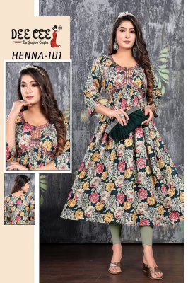 Deecee from the fashion empire by henna reyon foil print alia cut embroidered kurti catalogue at wholesale price kurtis catalogs