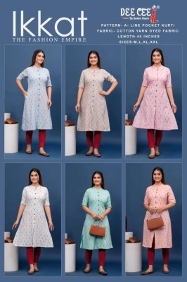 Deecee present Ikkat exclusive A line cotton dayed kurti with pocket catalog at low rate kurtis catalogs