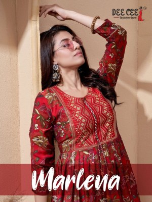 Deecee present Marlena designer heavy chanderi printed with embroidered kurti catalogue at low rate Dee cee