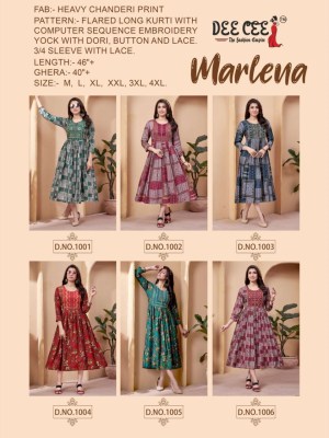 Deecee present Marlena designer heavy chanderi printed with embroidered kurti catalogue at low rate kurtis catalogs