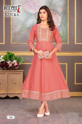 Deecee present Rituka heavy reyon flared kali pattern with dori work neck kurti catalogue at low rate  kurtis catalogs