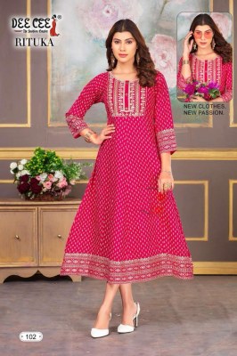 Deecee present Rituka heavy reyon flared kali pattern with dori work neck kurti catalogue at low rate  kurtis catalogs