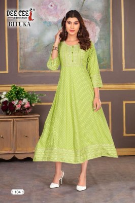 Deecee present Rituka heavy reyon flared kali pattern with dori work neck kurti catalogue at low rate  kurtis catalogs