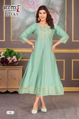 Deecee present Rituka heavy reyon flared kali pattern with dori work neck kurti catalogue at low rate  kurtis catalogs