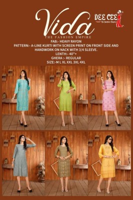 Deecee vidaa the fashion empire heavy rayon kurti  kurtis catalogs