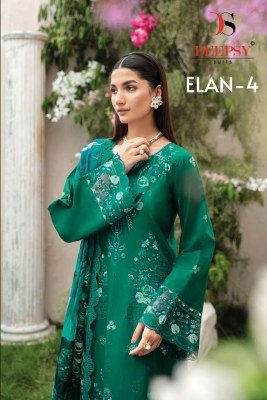 Deepsy Suits Elan Lawn 4 Embroidered Unstitched Cotton Set with Digital Print Dupatta Wholesale dress material catalogs