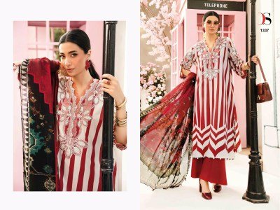 Deepsy Suits Maria B. Mprint 25 2  Unstitched Cotton Suit with Embroidered Top And Chiffon Dupatta Wholesale dress material catalogs