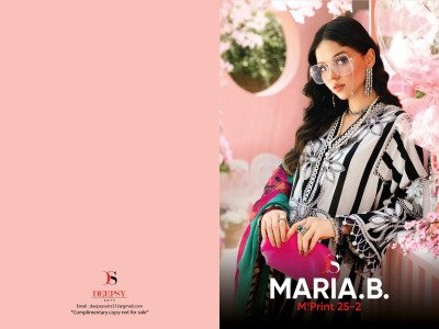 Deepsy Suits Maria B. Mprint 25 2  Unstitched Cotton Suit with Embroidered Top And Chiffon Dupatta Wholesale dress material catalogs