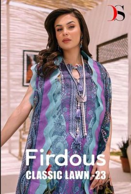 Deepsy suiits presents Firdus classic lawn vol 23 Pure cotton embroidery patches work Pakistani suits catalogue wholesale price   Deepsy suits