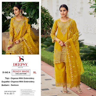 Deepsy suit by D 342ABCD pure organza embroidered designer redymade suit catalogue at low rate  readymade suit catalogs