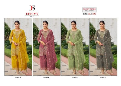 Deepsy suit by D 342ABCD pure organza embroidered designer redymade suit catalogue at low rate  readymade suit catalogs