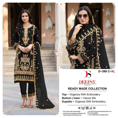 Deepsy suit by D 398 ABCD pure organza with embroidered readymade pakistani suit catalogue at amaviexpo readymade suit catalogs