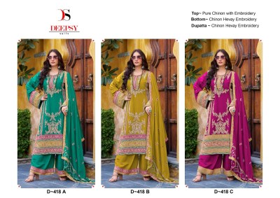 Deepsy suit by D 418ABC fancy embroidered Pakistani suit catalogue at affordable rate  pakistani suit catalogs