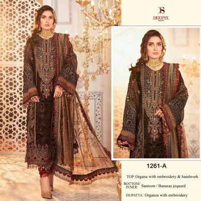 Deepsy suit launch design no 1261 ABCD organa with embroidery and handwork unstitched Pakistani suit catalog at wholesale price pakistani suit catalogs