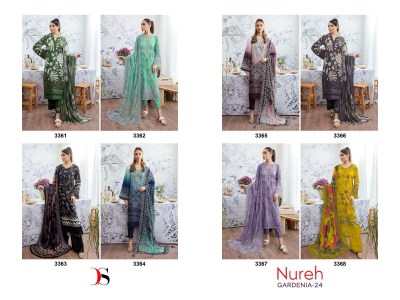 Deepsy suits present Nuresh Gardenia 24 pure cotton with heavy embroidered unstitched Pakistani suit catalogue  pakistani suit catalogs