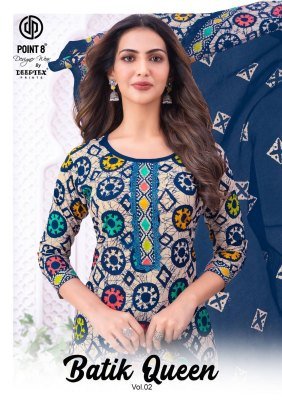 Deeptex Batik Queen Vol 2 Pure Cotton Kurti Pant with Dupatta Batik Printed Ethnic Set Wholesale Deeptex suits 