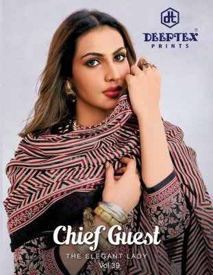 Deeptex Chief Guest Vol 39 Pure Lawn Cotton Unstitched Dress Material Set with Cotton Dupatta Wholesale dress material catalogs