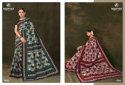 Deeptex by Mother India Vol 51 heavy cotton printed saree with blouse at amavi expo sarees catalogs