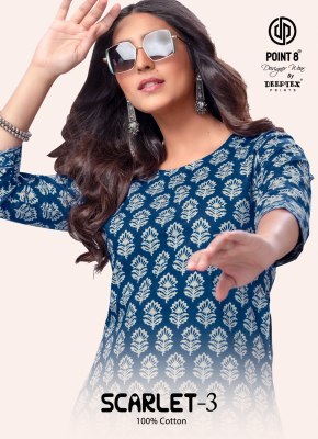 Deeptex point 8 by Scarlet vol 3 fancy cotton poplin short tops catalogue at low rate Deeptex suits 