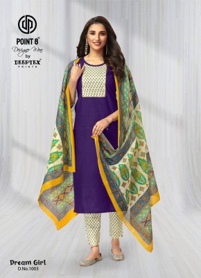 Deeptex present Dream Girl Vol 1 pure cotton printed kurti pant and dupatta catalogue at amaviexpo readymade suit catalogs