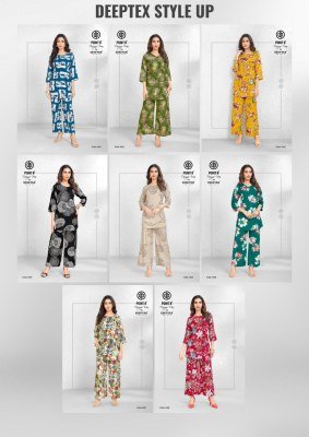 Deepttex Style Up Vol 1 Heavy Rayon CoOrd Sets Wholesale Discharge And Foil Print Ready Made Ethnic Wear kurtis catalogs