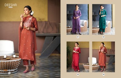 Deesha by 100 miles Modal top and bottom with embroidery in top and bottom and dupatta with lace readymade suit catalog at wholesale price readymade suit catalogs