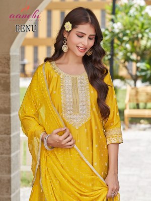 Designer Roman Silk Top And Bottom with Fancy Nazmeen Dupatta  Aanchi Renu Wholesale kurtis catalogs