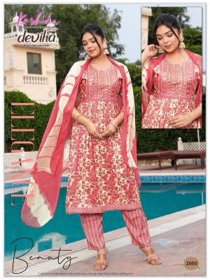 Devika vol 5 by Kashida Heavy Capsuale foil printed nyra cut kurti bottom and dupatta catalogue readymade suit catalogs