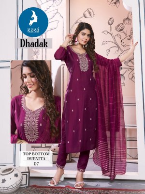 Dhadak by Kaya roman silk straight cut kurti pant and dupatta collection readymade suit catalogs